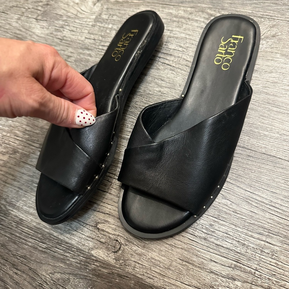 Franco Sarto Black leather Women's Slide Sandals